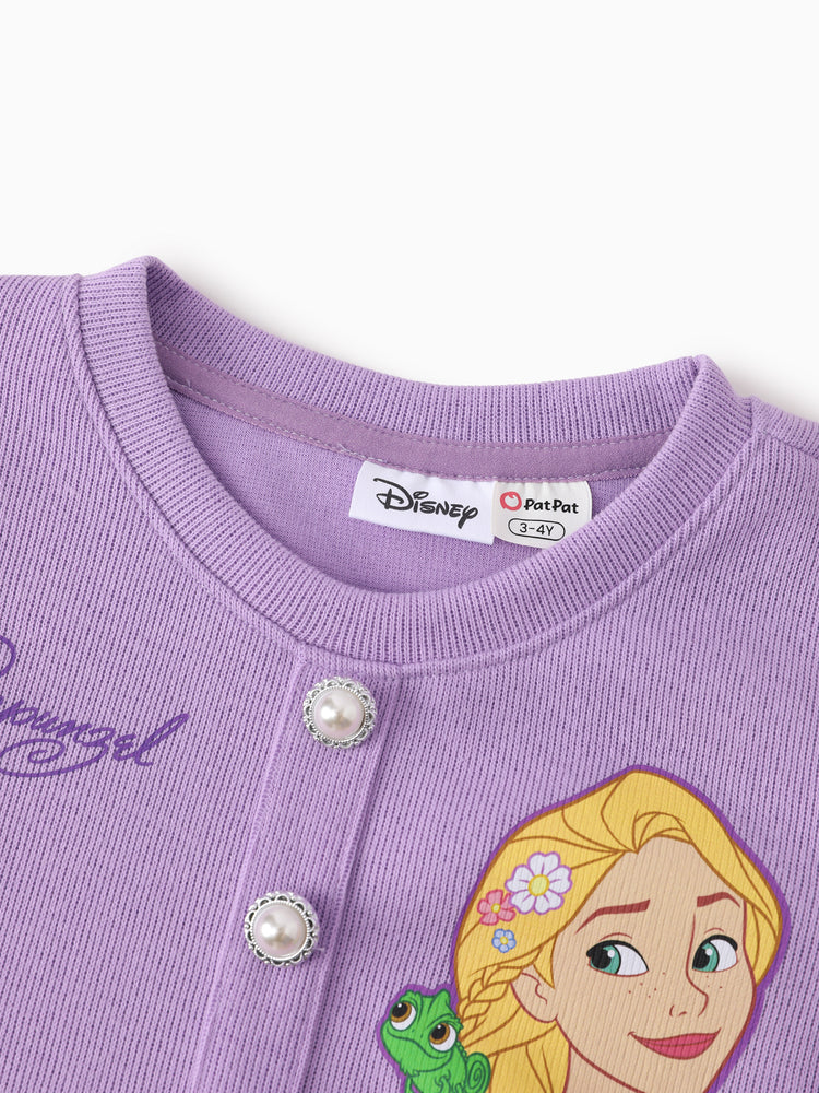 Disney Princess Rapunzel Cotton Top And Tweed Skirt Set Purple