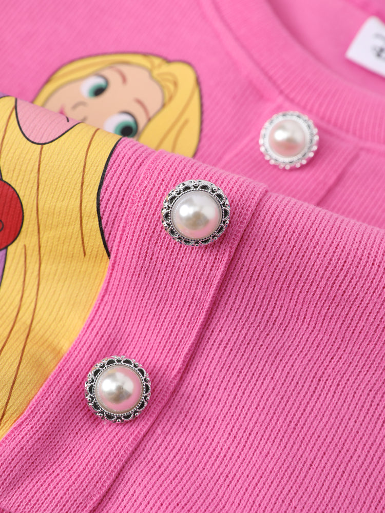 Disney Princess Cotton Top And Tweed Skirt Set Pink