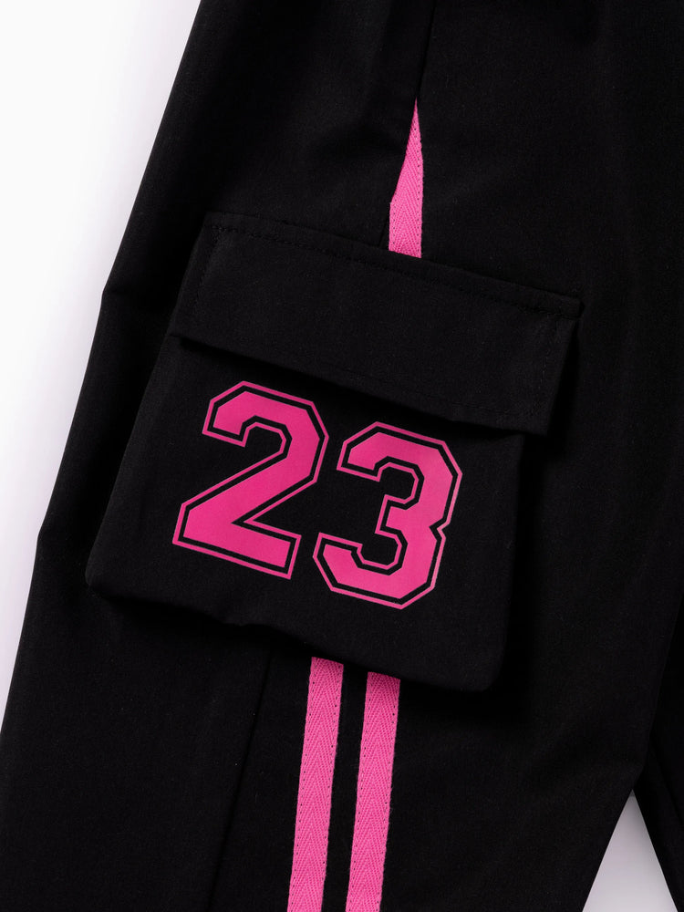 NEON Pop Toddler/Kid Girl Cargo Pants Set Hot Pink