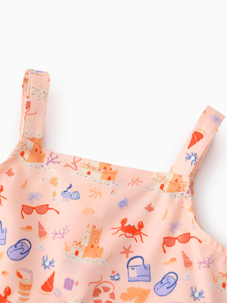 Ocean Vibes Baby Girl Top & Shorts Set Light Pink