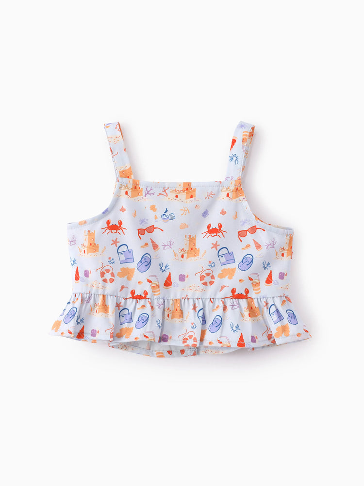Ocean Vibes Baby Girl Top & Shorts Set Light Blue