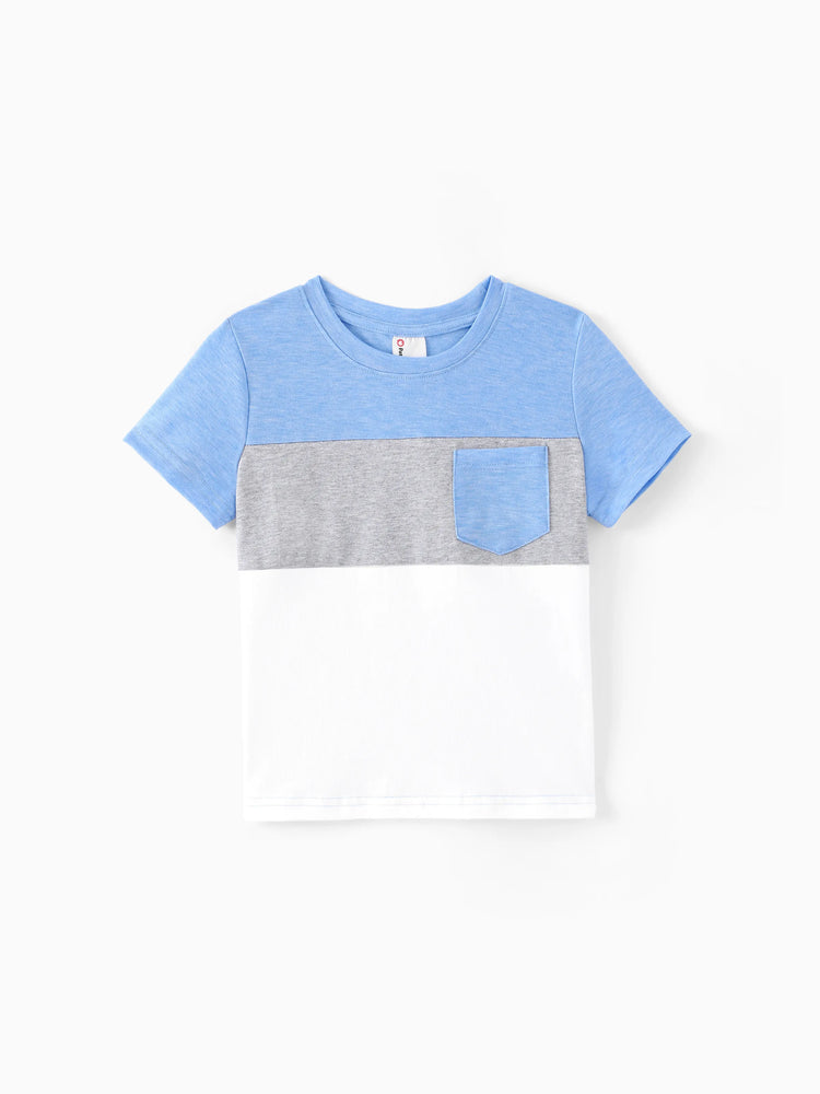 Family Matching Sets Butterfly Soft Casual Tee & Below Knee Dresses with Belted Design Blue Light Blue