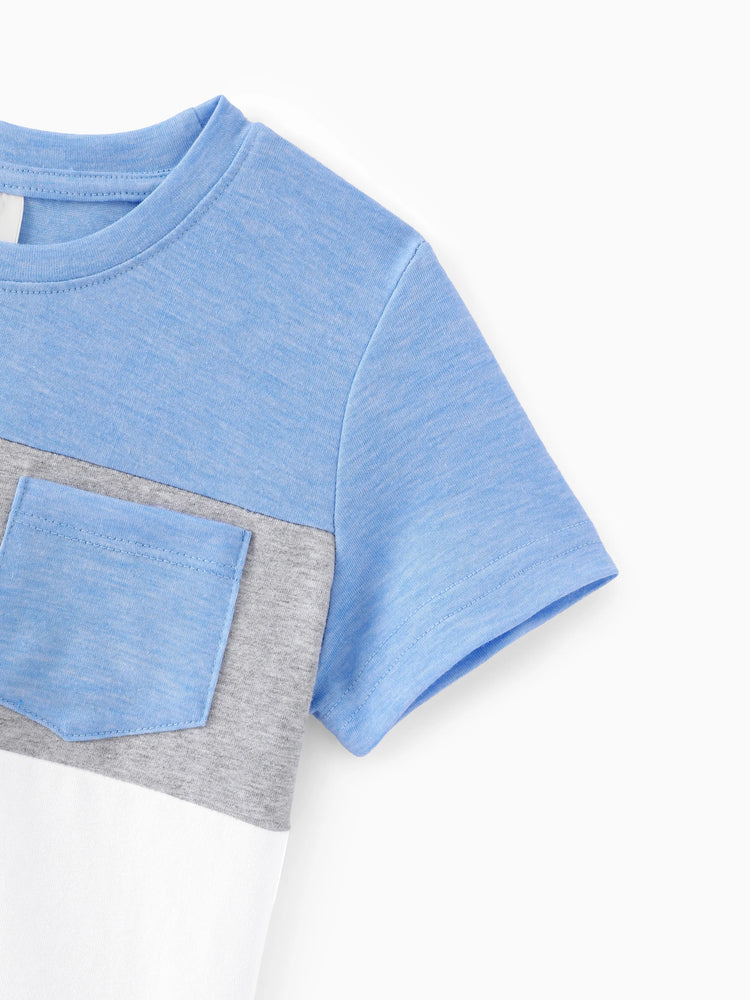 Family Matching Sets Butterfly Soft Casual Tee & Below Knee Dresses with Belted Design Blue Light Blue