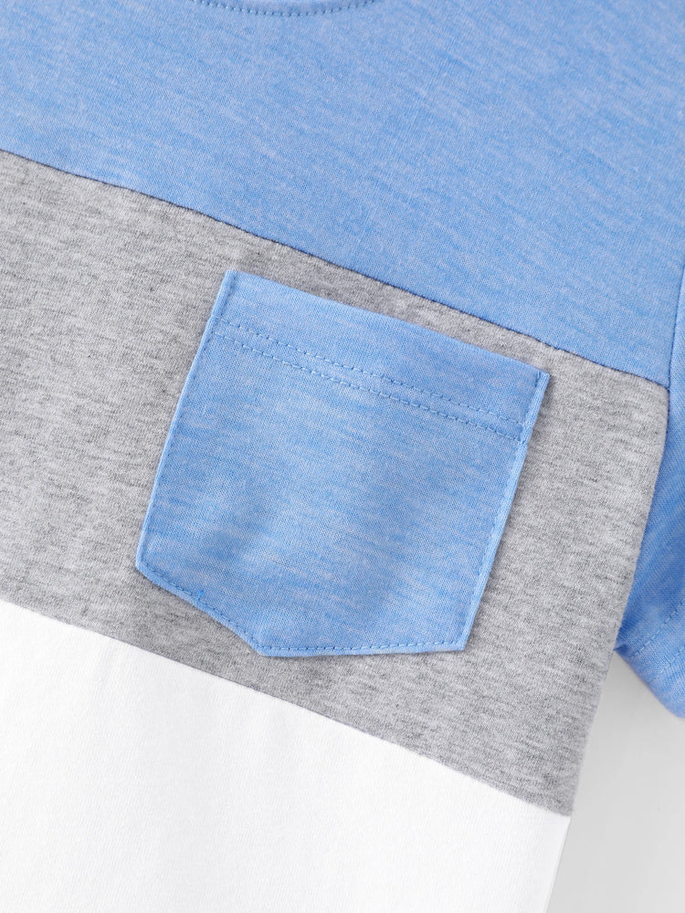 Family Matching Sets Butterfly Soft Casual Tee & Below Knee Dresses with Belted Design Blue Light Blue