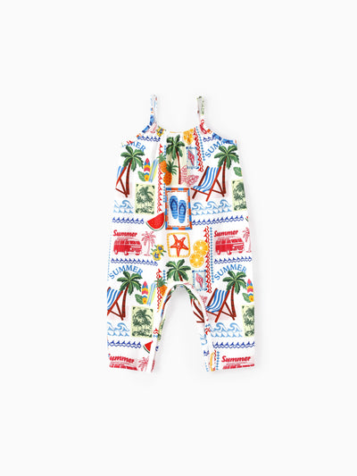 Ocean Vibes Baby Girl Tropical Sleeveless Romper Yellow