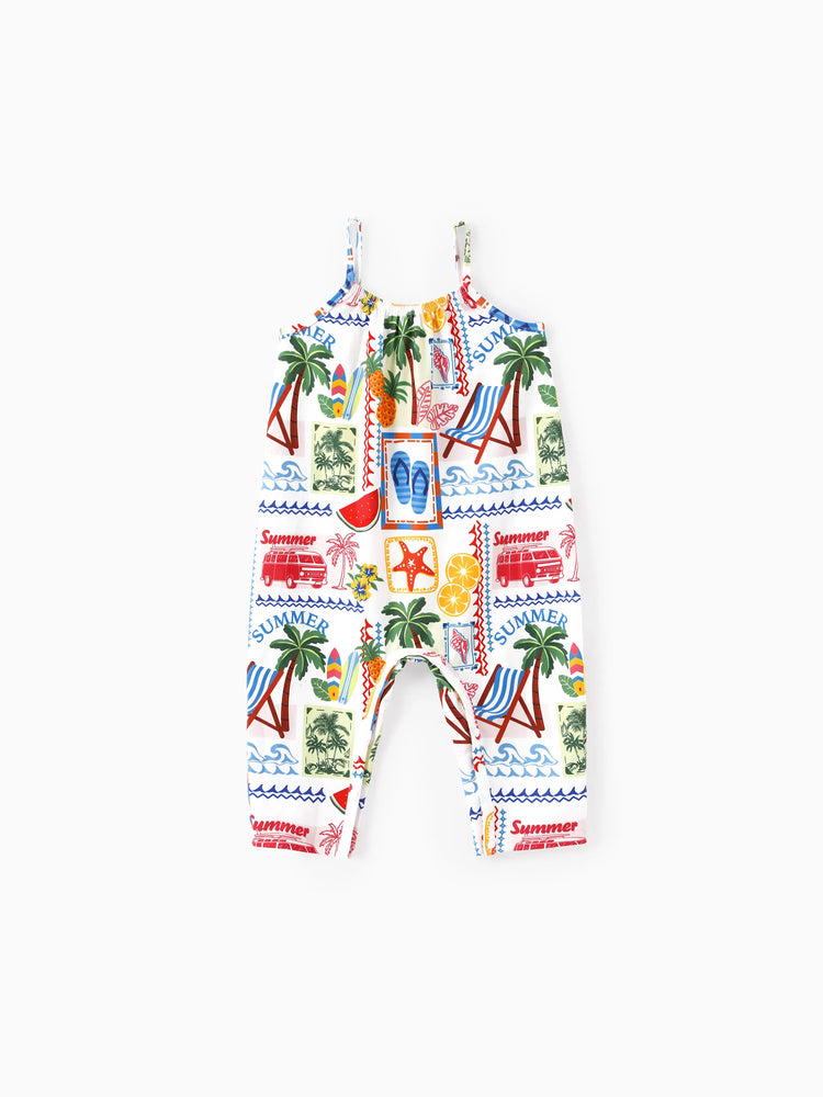 Ocean Vibes Baby Girl Tropical Sleeveless Romper Yellow