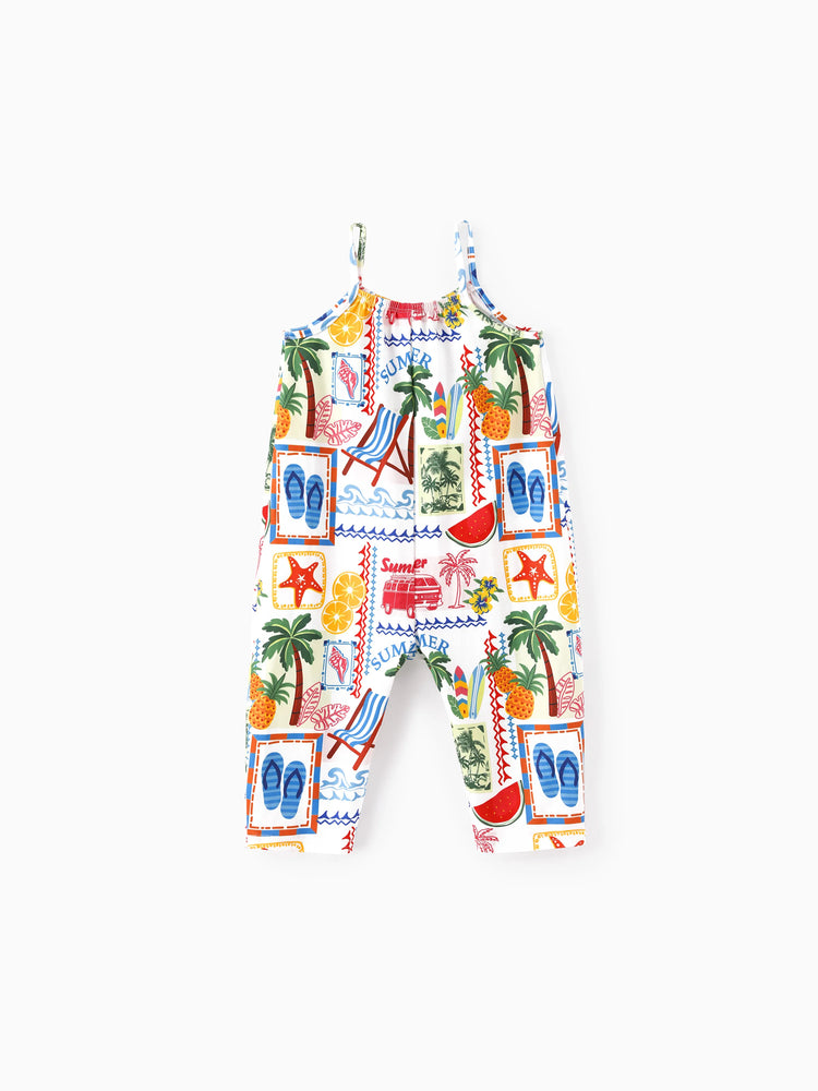 Ocean Vibes Baby Girl Tropical Sleeveless Romper Yellow