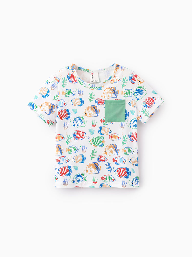 Ocean Vibes Toddler Boy Tropical Fish Top & Shorts Set Light Green