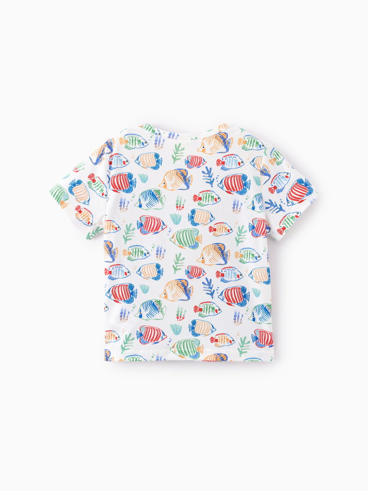 Ocean Vibes Toddler Boy Tropical Fish Top & Shorts Set Light Green