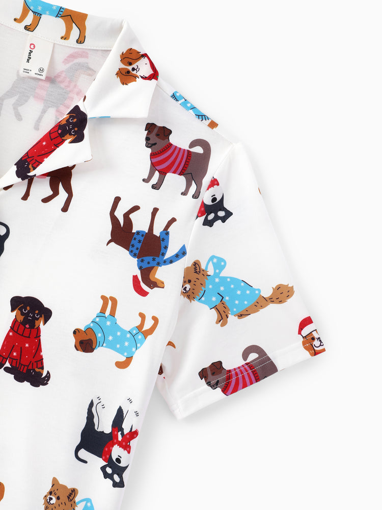 PatPat Family Matching Christmas Pajamas Festive Dog Print Red & White