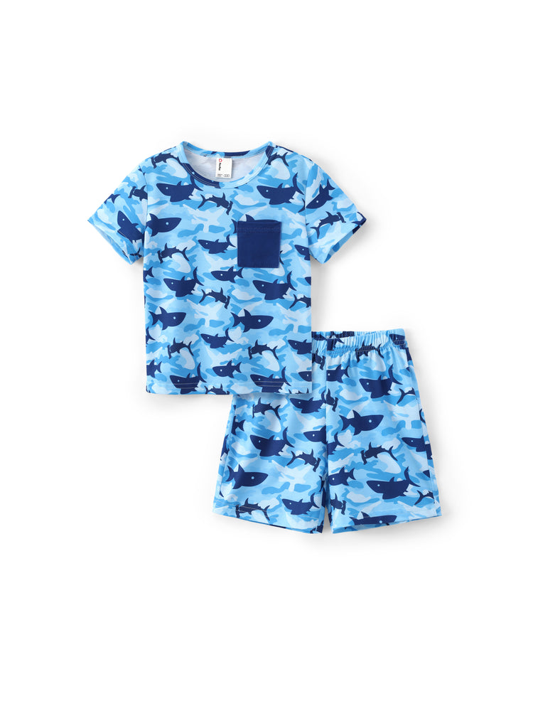 Ocean Vibes Toddler Boy Shark Top & Shorts Set Blue