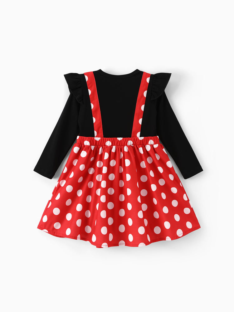 Disney Mickey & Friends Christmas Polka Dot Overall Dress Black+Red