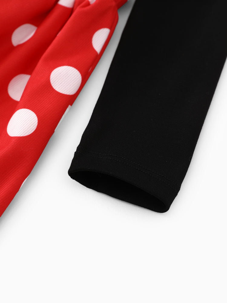 Disney Mickey & Friends Christmas Polka Dot Overall Dress Black+Red