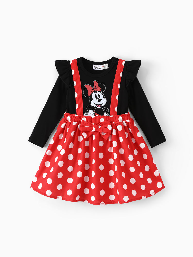Disney Mickey & Friends Christmas Polka Dot Overall Dress Black+Red