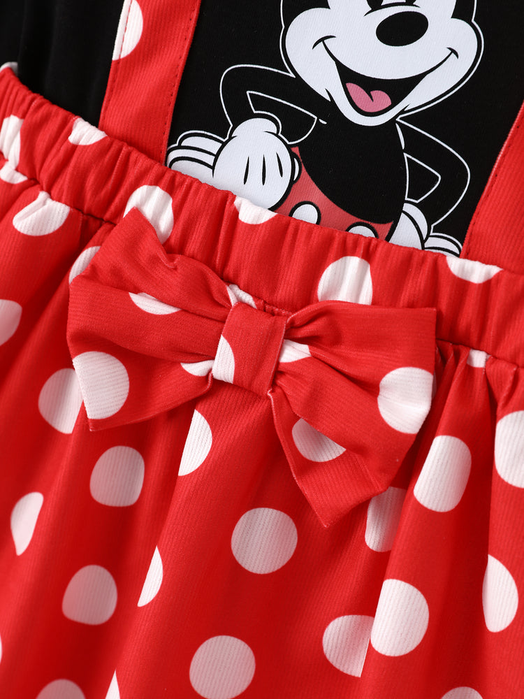 Disney Mickey & Friends Christmas Polka Dot Overall Dress Black+Red