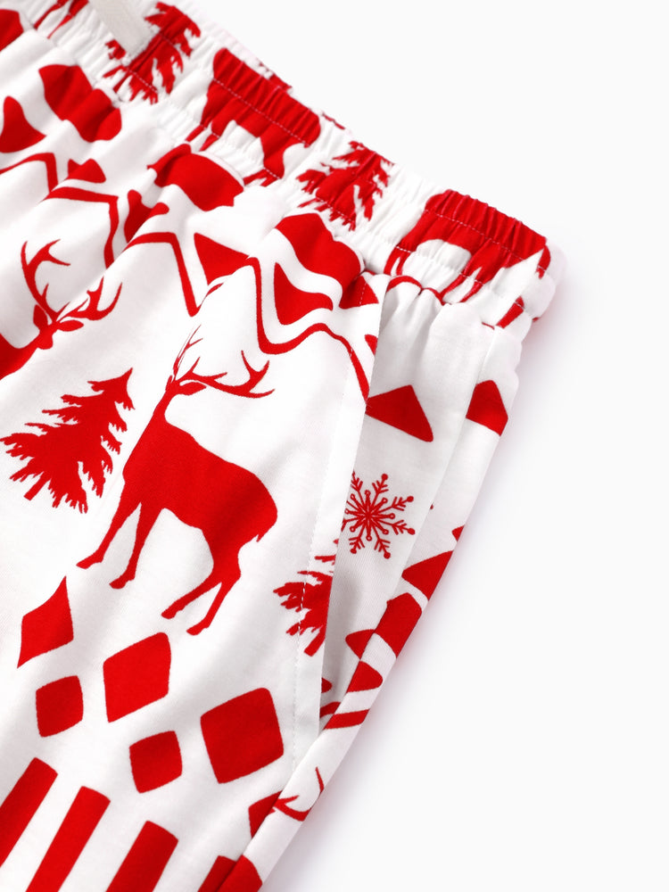 PatPat Matching Family Christmas Pajamas Fair Isle & Reindeer Print Red