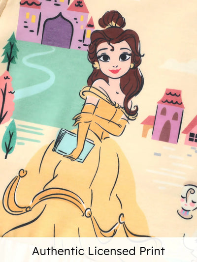 Disney Princess Toddler Girl 2pcs Naia™ Belle Print Ruffled Top with Stripped Leggings Set Yellow