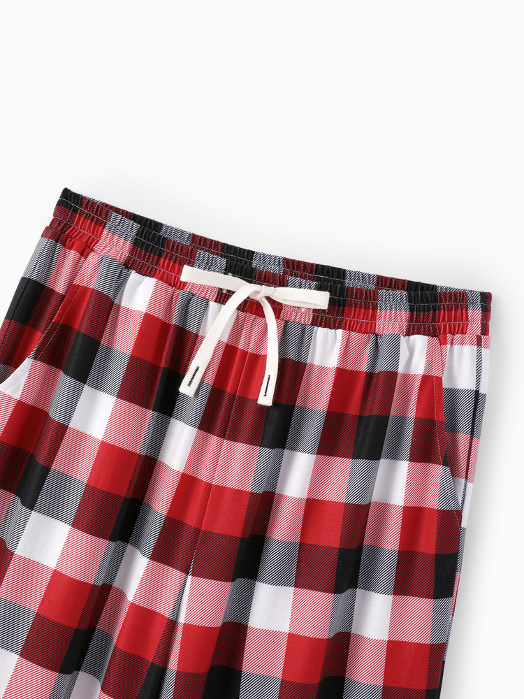 Christmas Matching Family Pajamas Gingerbread & Plaid Print Red