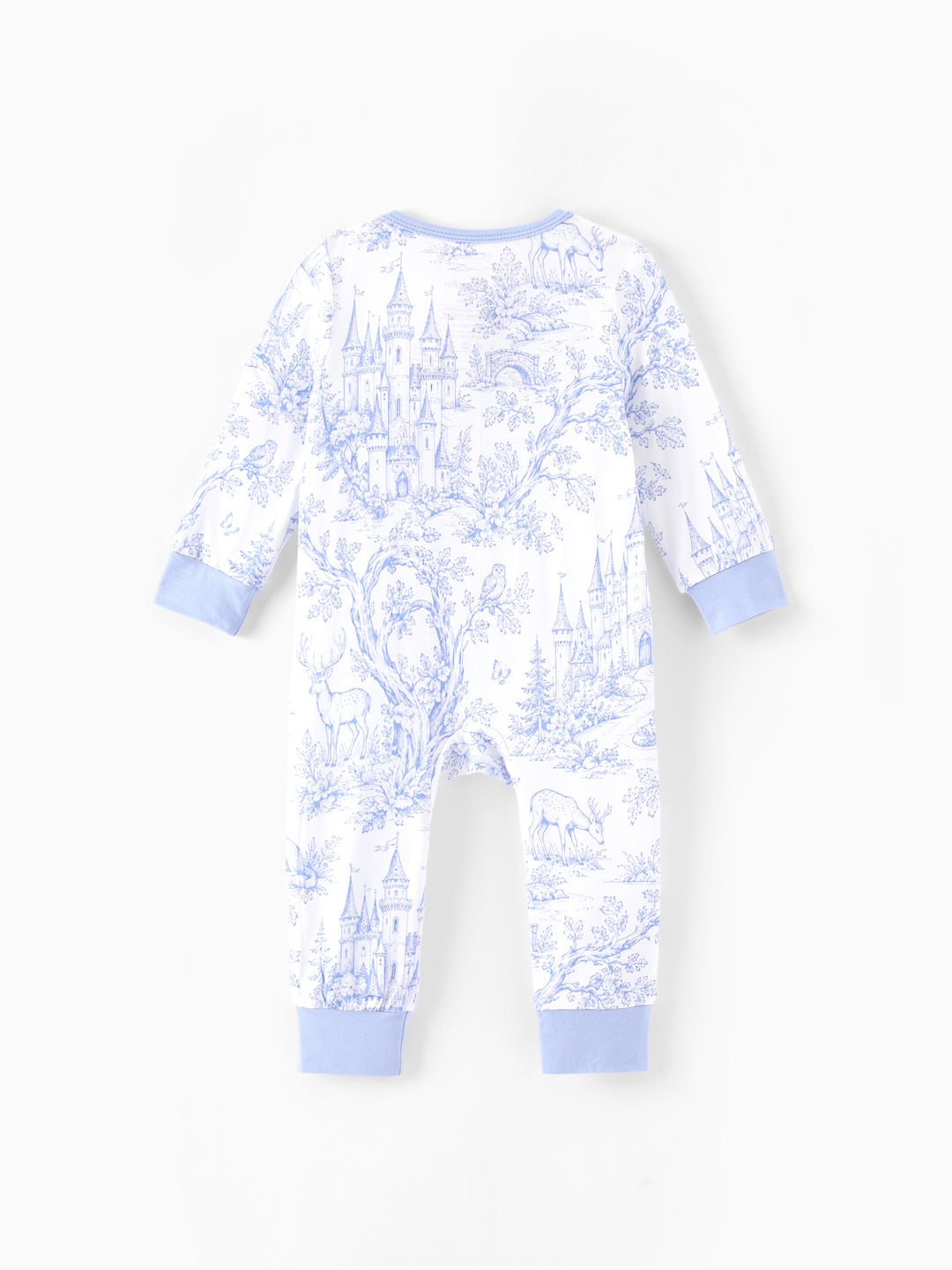 Patpat Baby Neutral 1pc Floral Bamboo Blend Snug Fitting Zip Up Footless Pajamas Sky blue