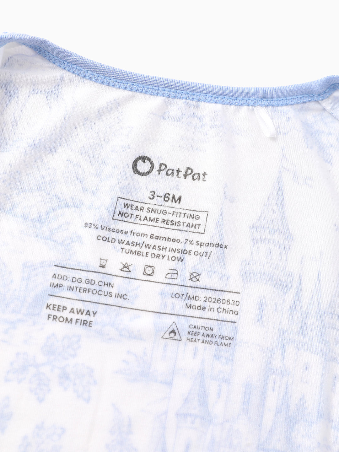 Patpat Baby Neutral 1pc Floral Bamboo Blend Snug Fitting Zip Up Footless Pajamas Sky blue