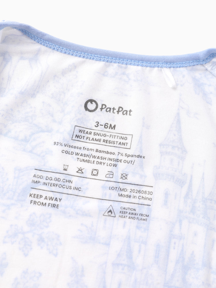 Patpat Baby Neutral 1pc Floral Bamboo Blend Snug Fitting Zip Up Footless Pajamas Sky blue