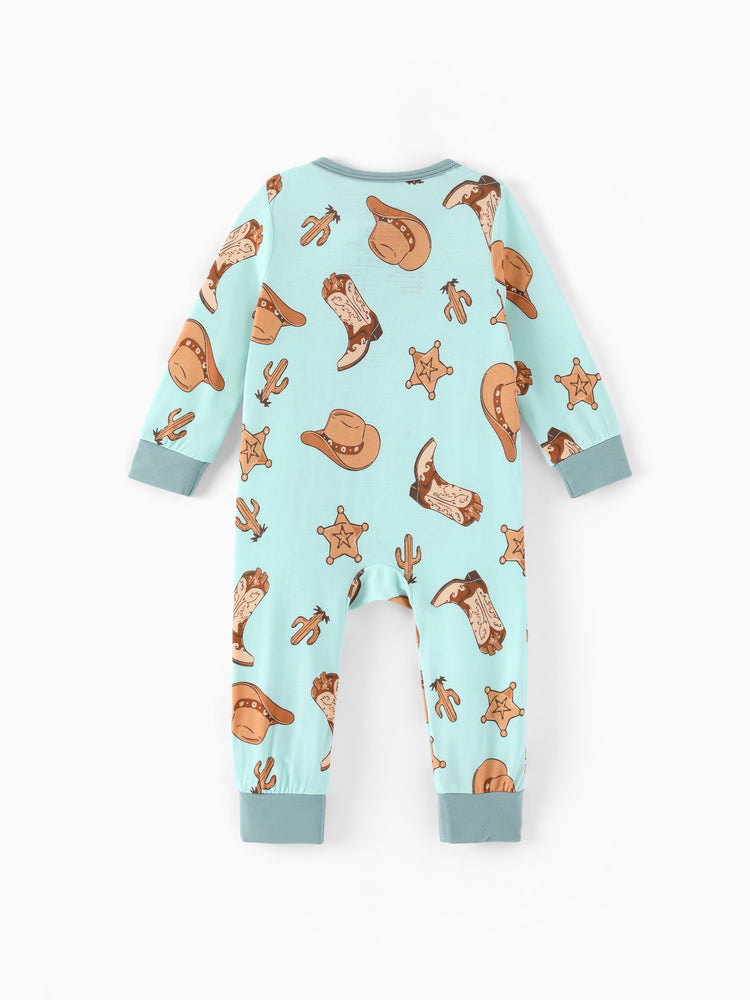 Patpat Baby Neutral 1pc Floral Bamboo Blend Snug Fitting Zip Up Footless Pajamas Khaki