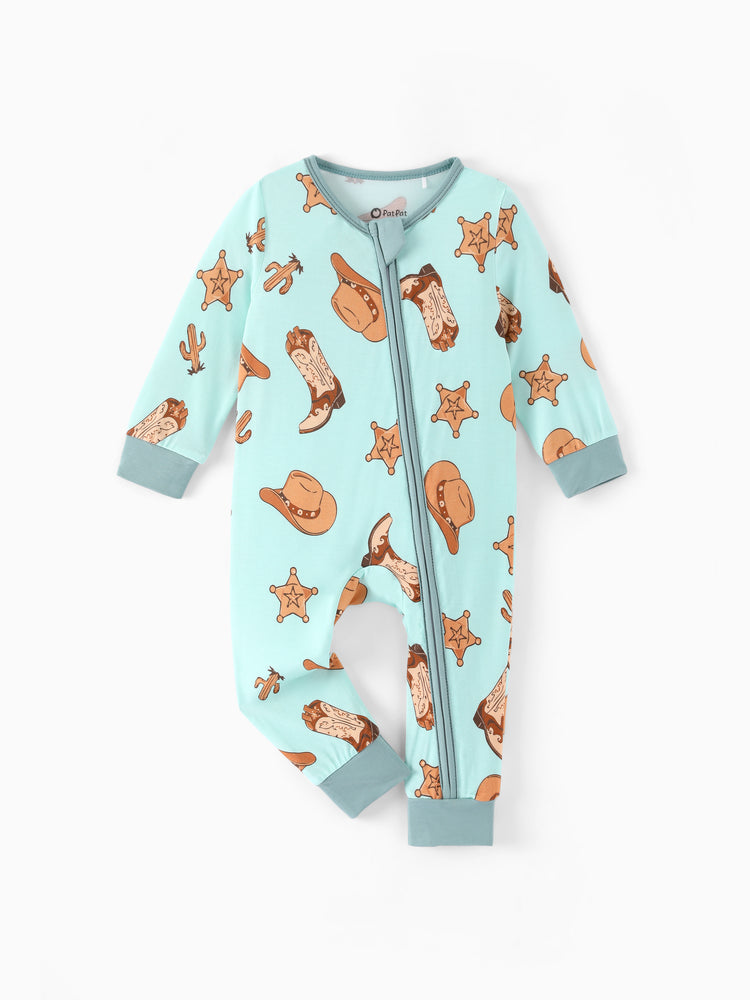 Patpat Baby Neutral 1pc Floral Bamboo Blend Snug Fitting Zip Up Footless Pajamas Khaki