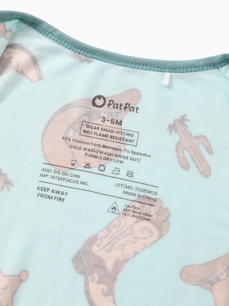 Patpat Baby Neutral 1pc Floral Bamboo Blend Snug Fitting Zip Up Footless Pajamas Khaki