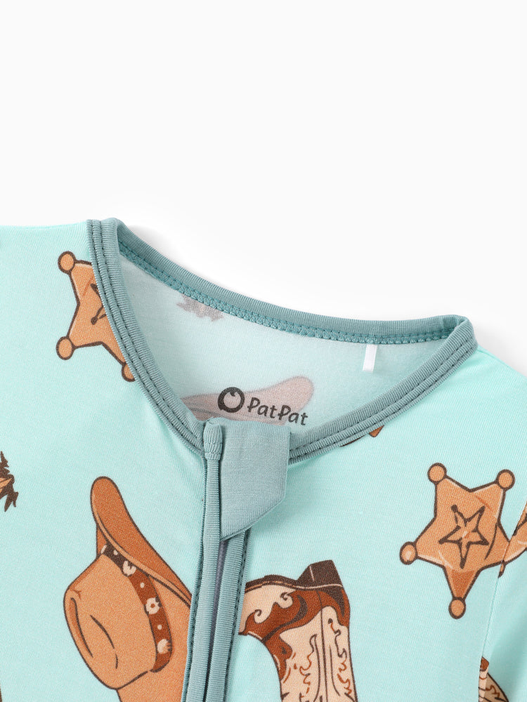 Patpat Baby Neutral 1pc Floral Bamboo Blend Snug Fitting Zip Up Footless Pajamas Khaki
