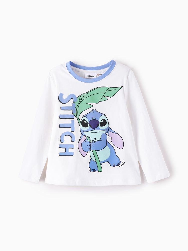 Disney Stitch Girls' Long-Sleeve Two-Piece Set Blue and White