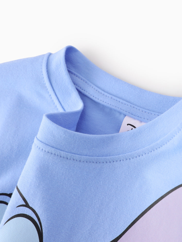 Disney Stitch Girls' Long-Sleeve Two-Piece Set Blue and White