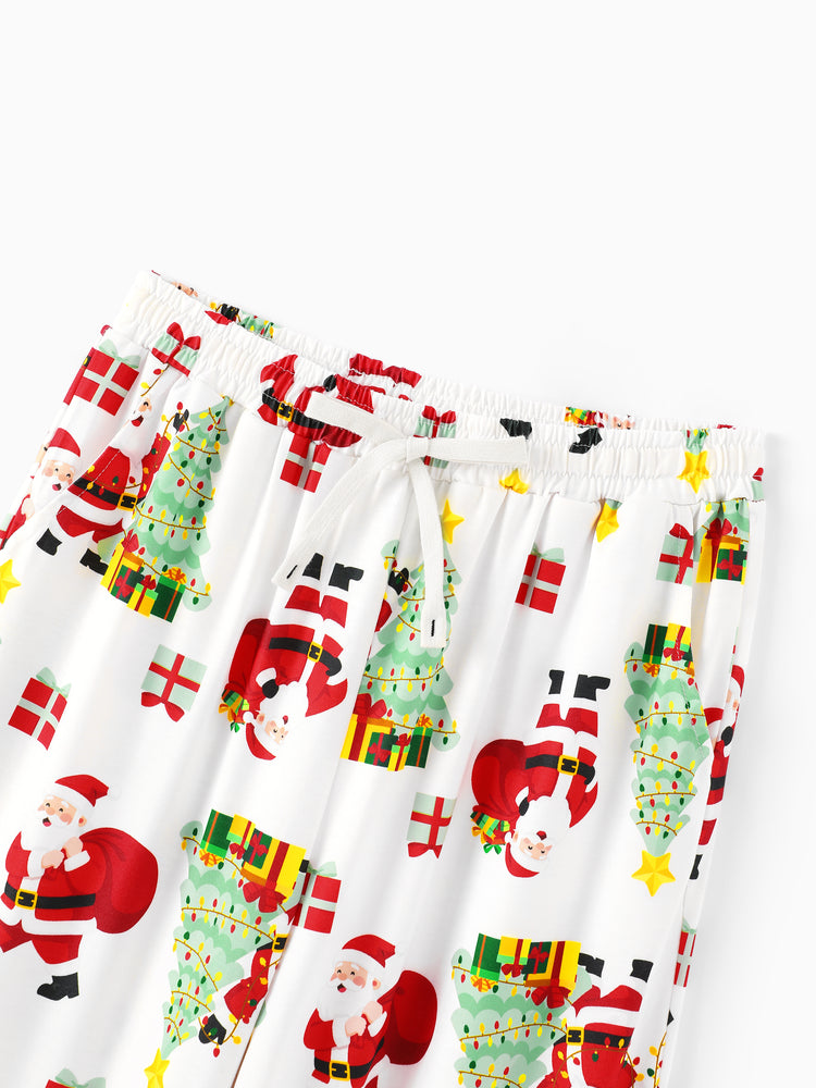 PatPat Matching Family Christmas Pajamas Santa & Christmas Tree Print Green