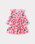 Halloween Toddler Girl Ruffle Sleeve Dress Pink
