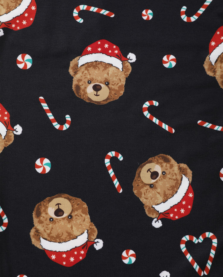 Christmas Matching Family Pajamas Bear Print Black