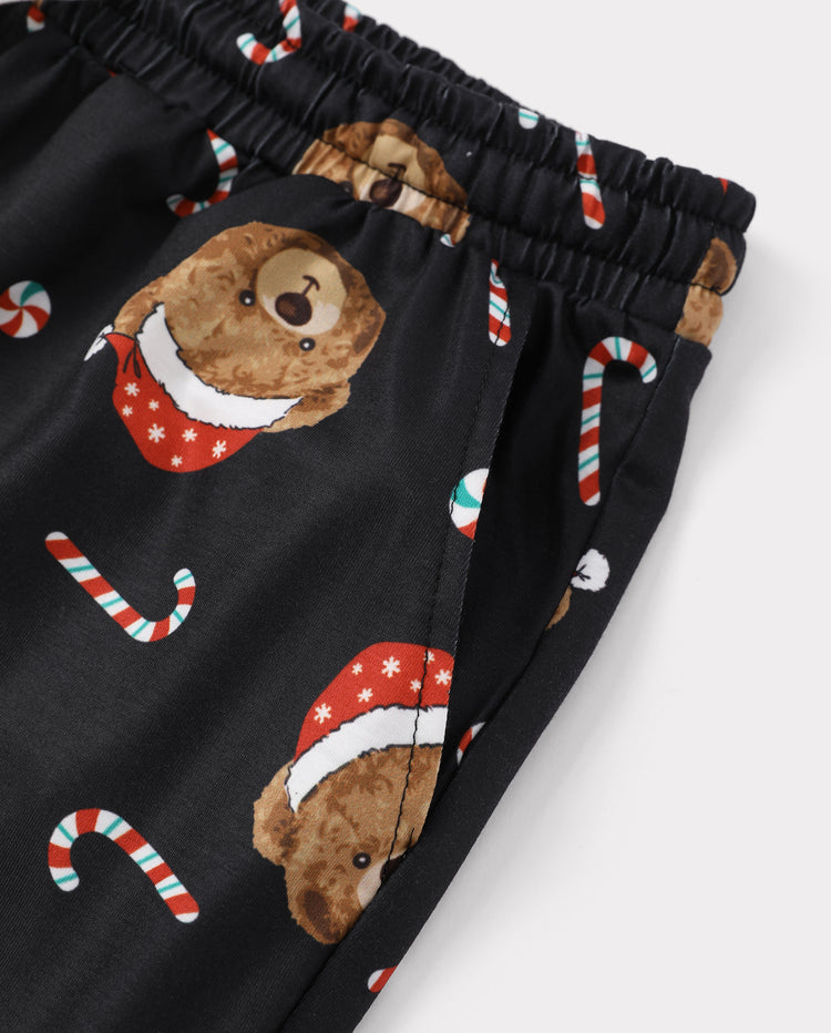 Pyjamas de Noël assortis pour la famille, imprimé ours, noir