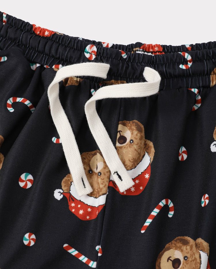 Pyjamas de Noël assortis pour la famille, imprimé ours, noir
