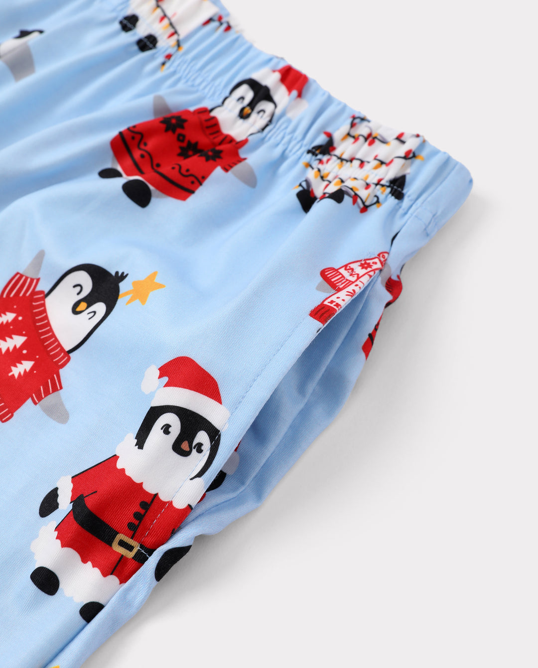 Christmas Matching Family Pajamas Penguin Print Blue
