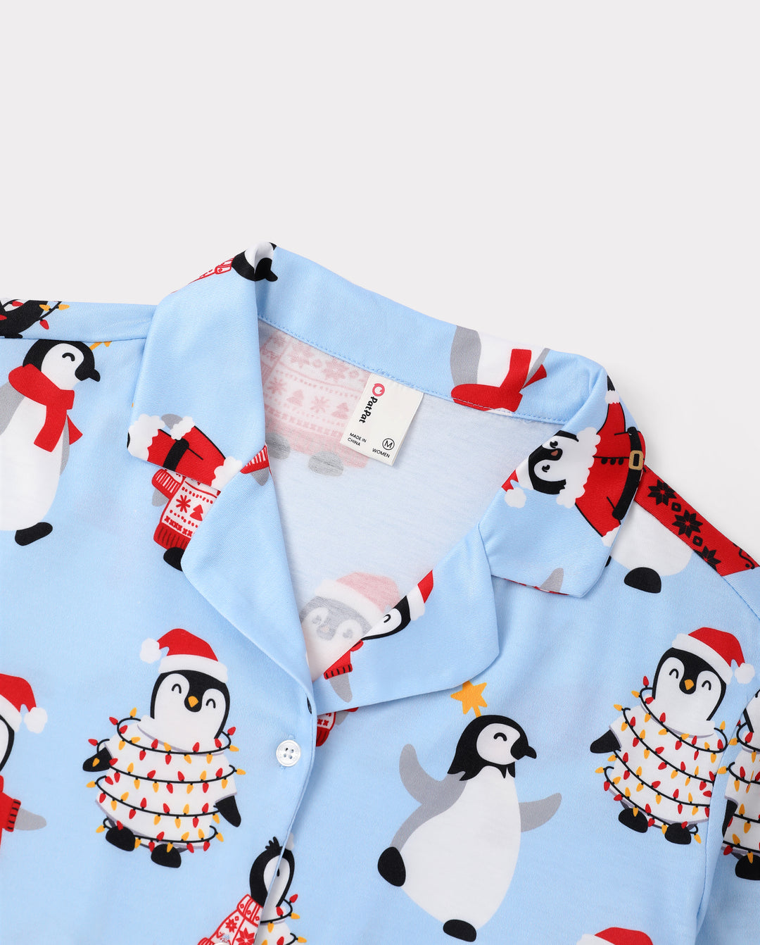 Christmas Matching Family Pajamas Penguin Print Blue