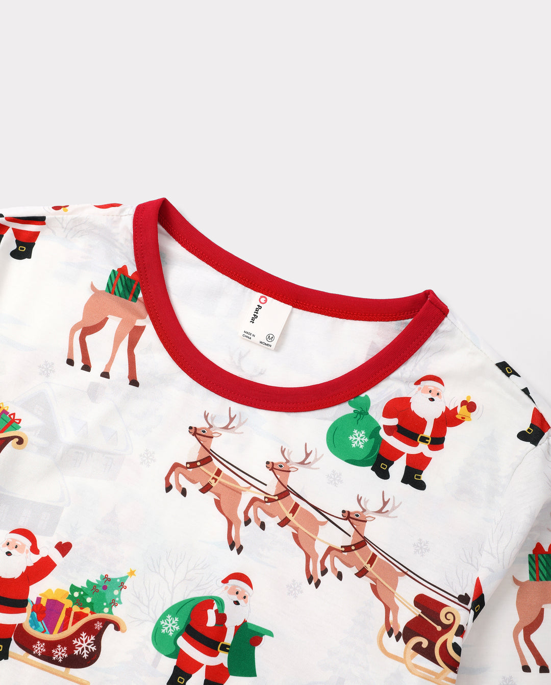 PatPat Family Matching Christmas Pajamas Reindeer & Santa Claus Print White Plus Size