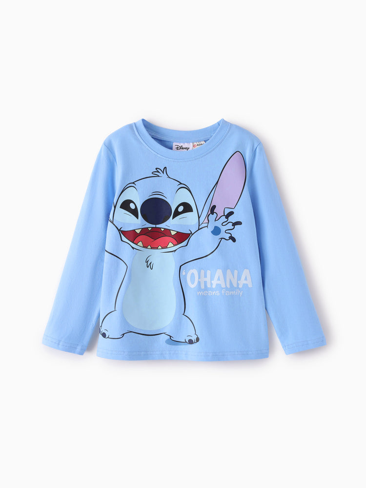Disney Stitch Girls' Long-Sleeve Two-Piece Set Blue and White