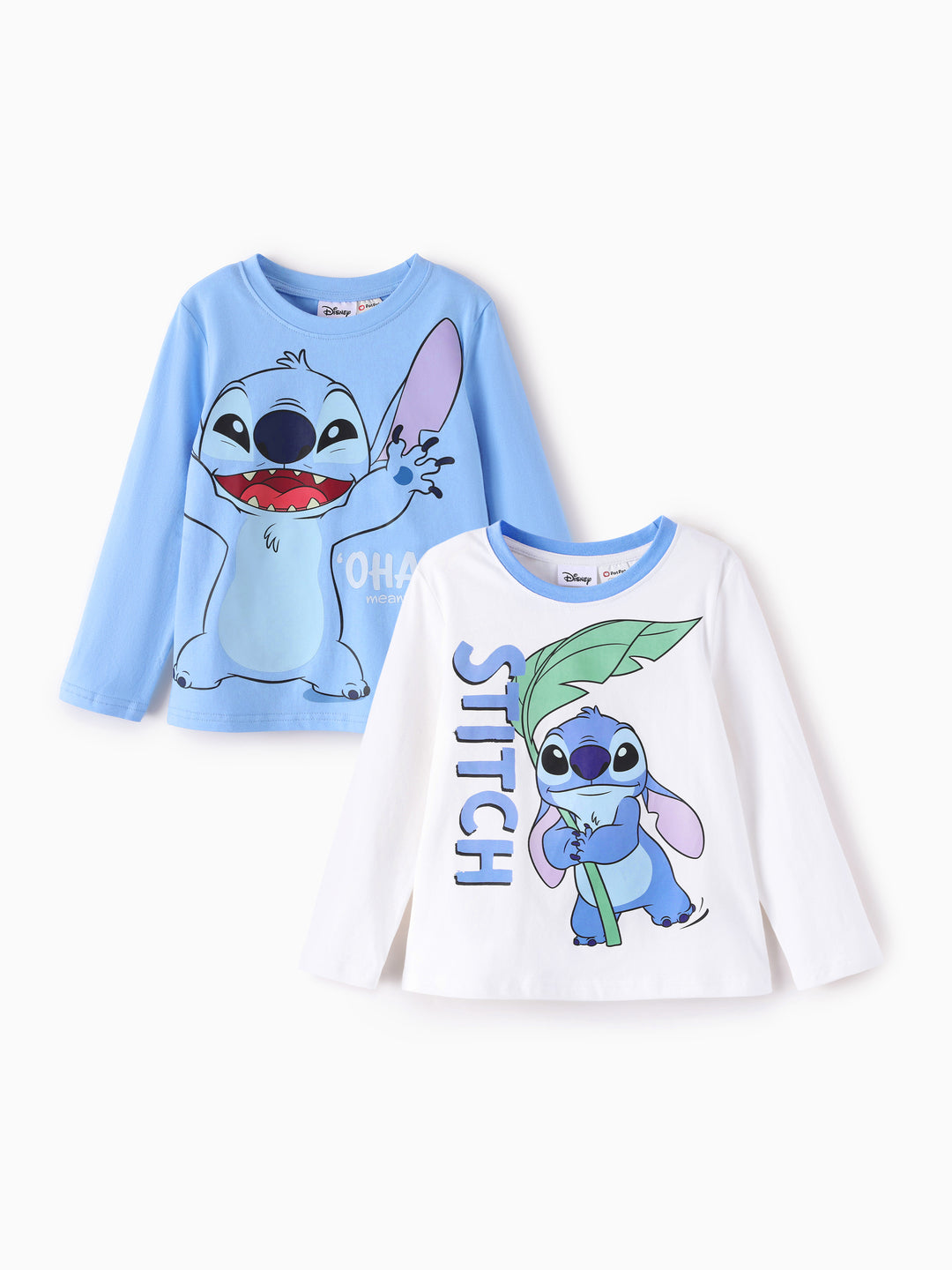 Disney Stitch Girls' Long-Sleeve Two-Piece Set Blue and White