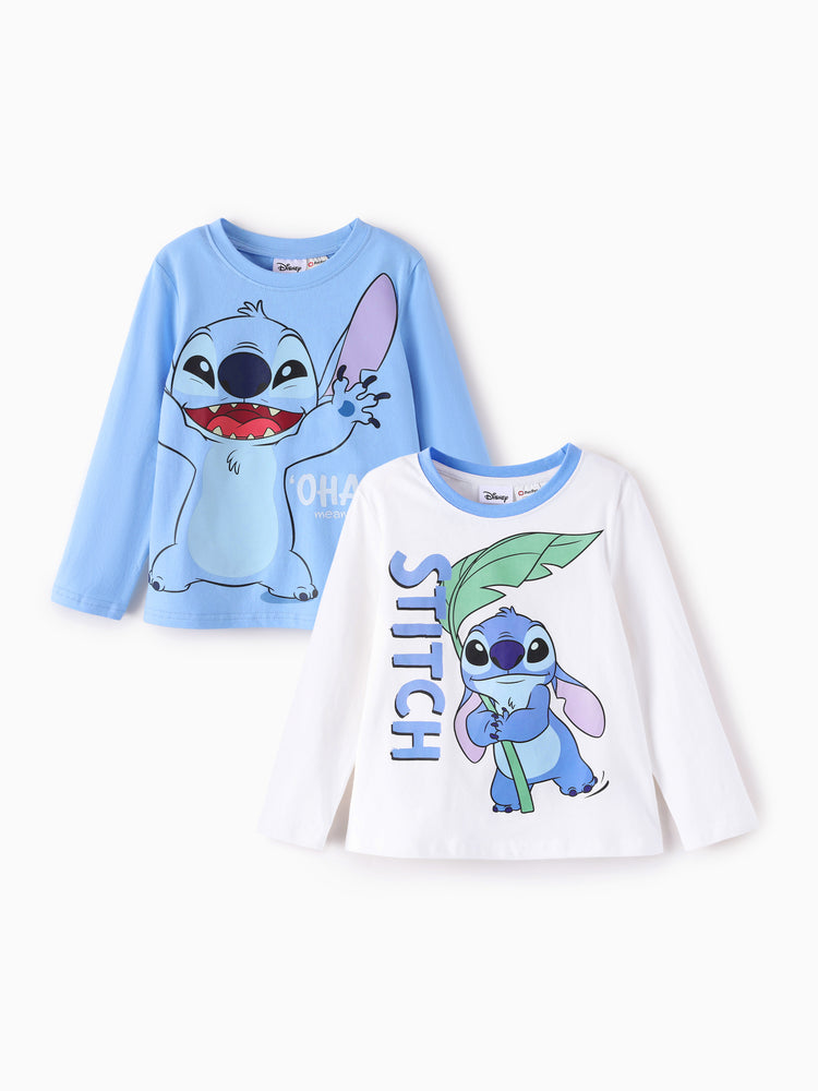 Disney Stitch Girls' Long-Sleeve Two-Piece Set Blue and White