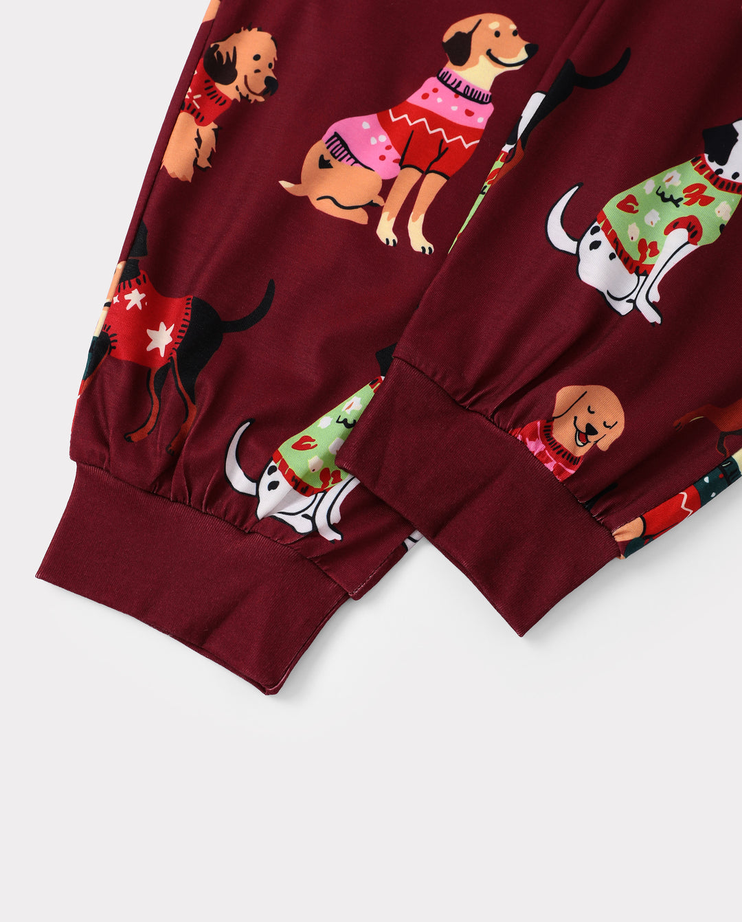Pijamas navideños a juego para toda la familia, estampado de perro festivo, rojo
