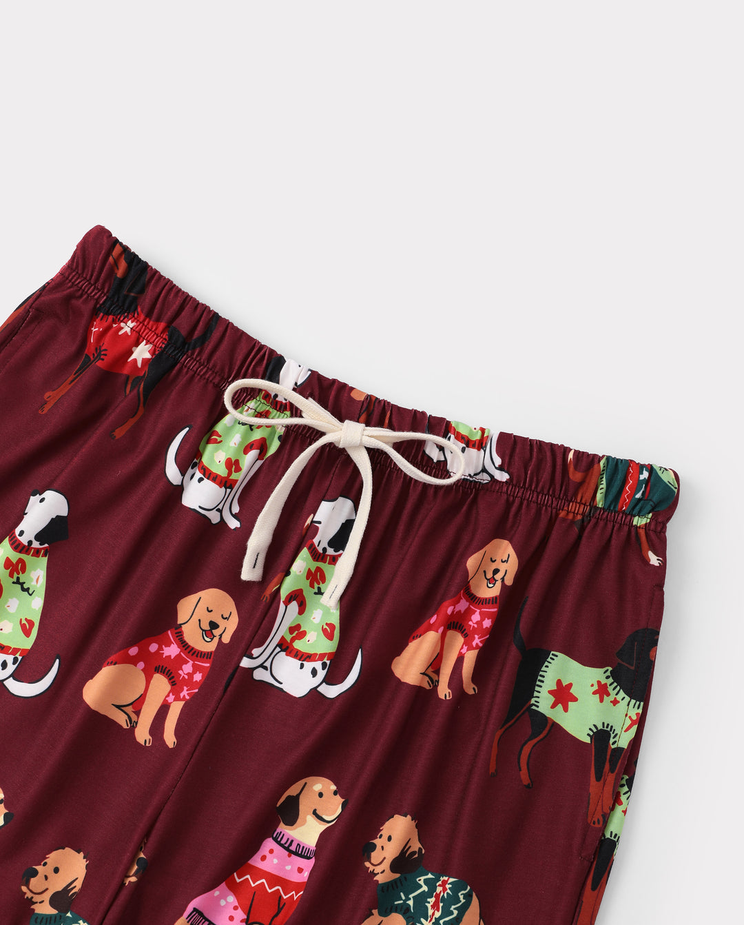 Pijamas navideños a juego para toda la familia, estampado de perro festivo, rojo