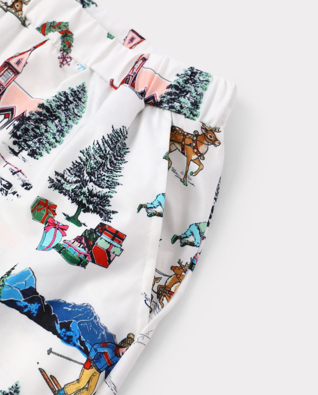 Christmas Matching Family Pajamas Xmas Village Print White