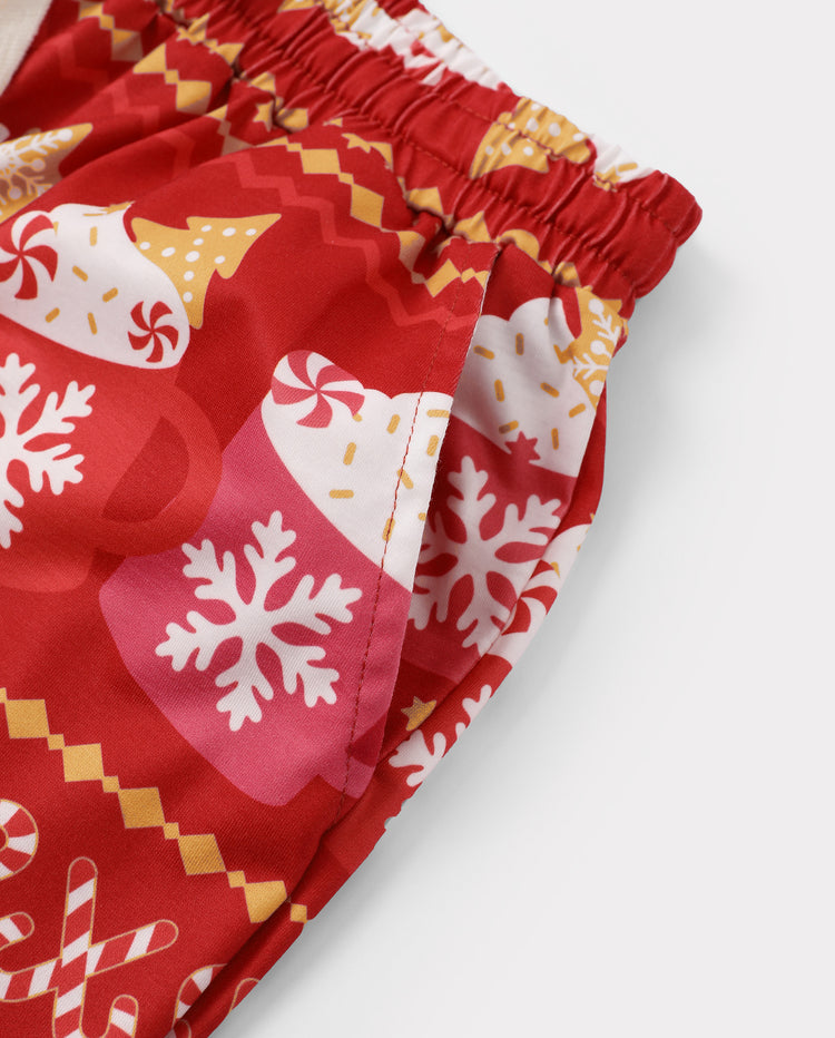 Pyjamas de Noël assortis pour la famille, imprimé motif Fair Isle et mug, rouge