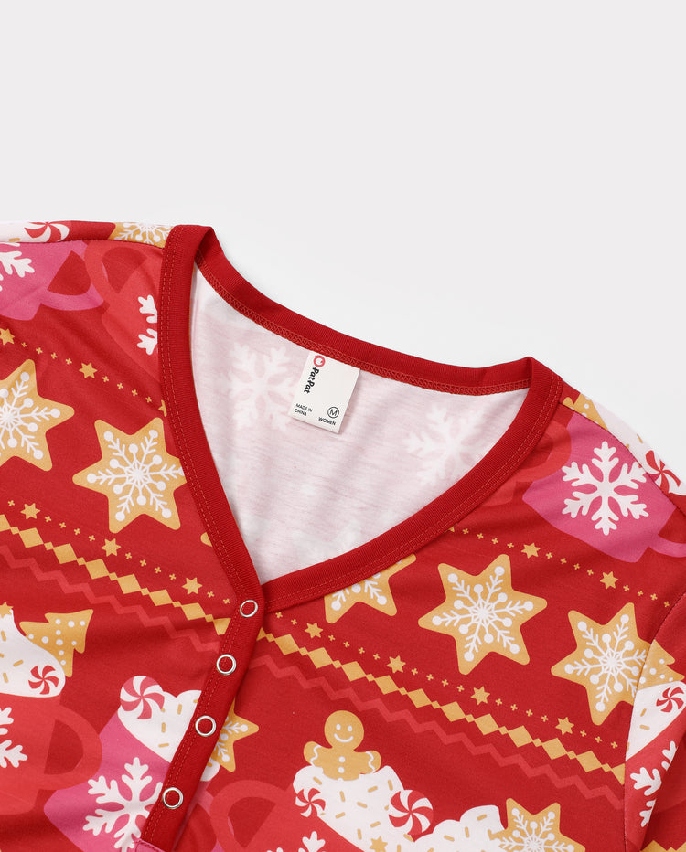 Pyjamas de Noël assortis pour la famille, imprimé motif Fair Isle et mug, rouge