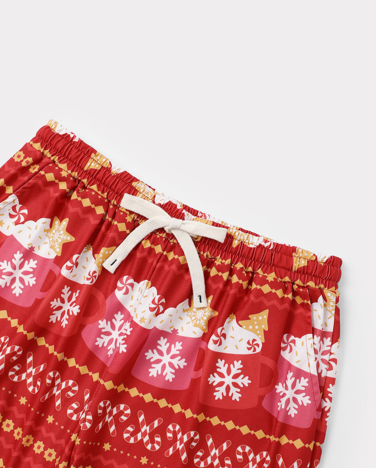 Pyjamas de Noël assortis pour la famille, imprimé motif Fair Isle et mug, rouge