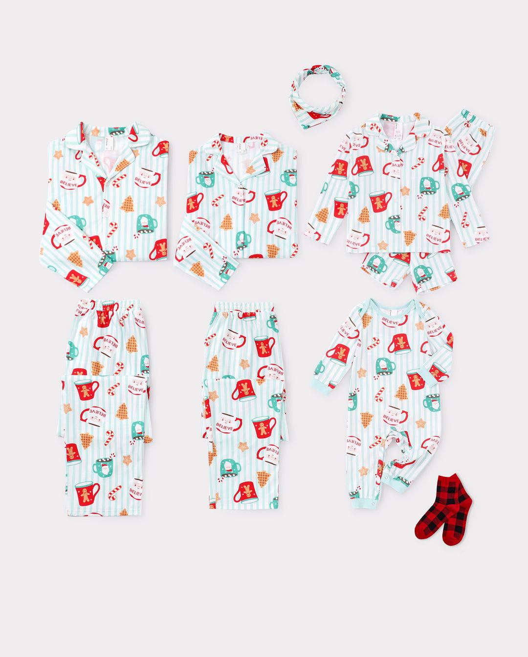 Christmas Matching Family Pajamas Mug Print Teal