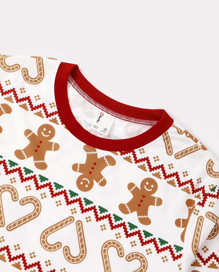 Pijamas navideños a juego para toda la familia con estampado Fair Isle y de muñecos de jengibre